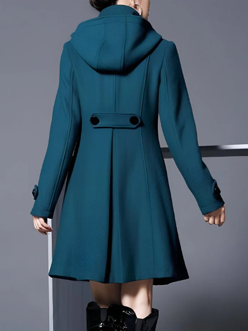 Elena - Hooded Wool Blend Cloak Coat