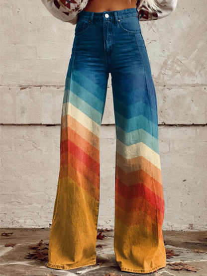 Ella - Vibrant Wide-Leg Denim Pants