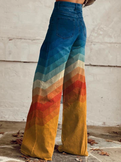 Ella - Vibrant Wide-Leg Denim Pants